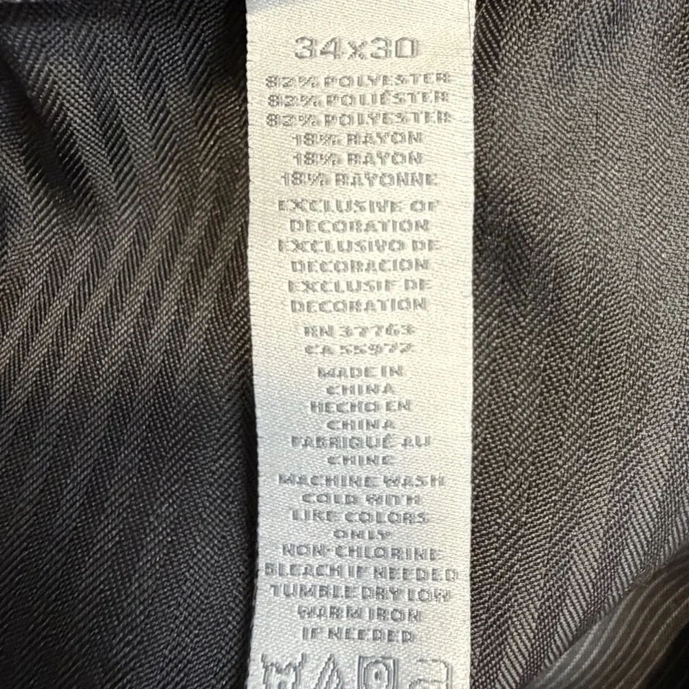 Perry Ellis Portfolio Mens Pinstripe Dress Pants Black Size 34 x 30 Straight Leg
